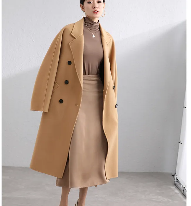 Long Women Coat,Winter Wool Coat handmade Wool Coat/0553