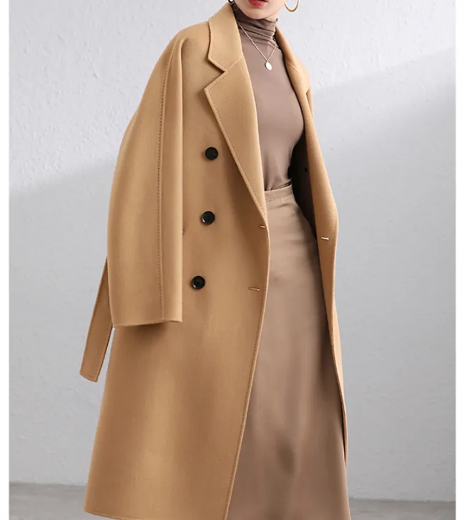 Long Women Coat,Winter Wool Coat handmade Wool Coat/0553