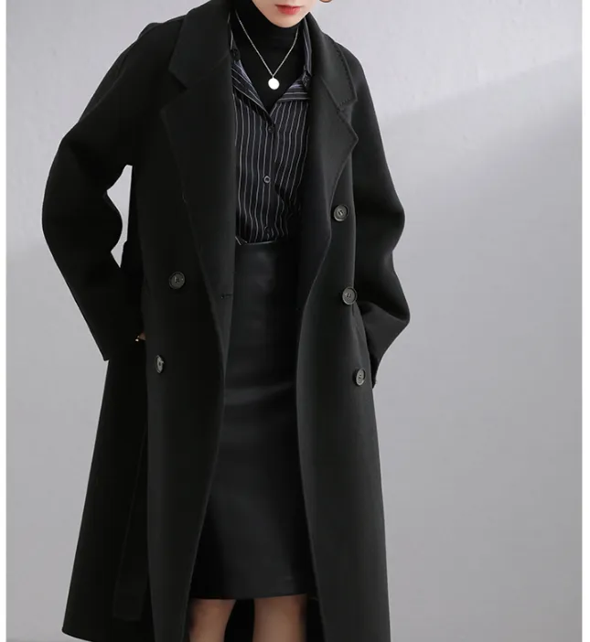 Long Women Coat,Winter Wool Coat handmade Wool Coat/0553