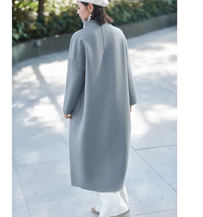 Long Women Woolen Coat Winter Black Long Women Wool Coat/0729