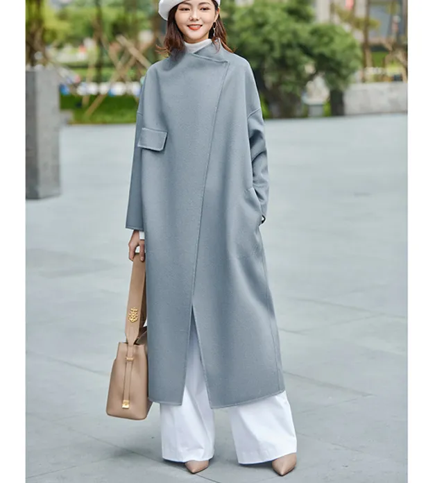 Long Women Woolen Coat Winter Black Long Women Wool Coat/0729