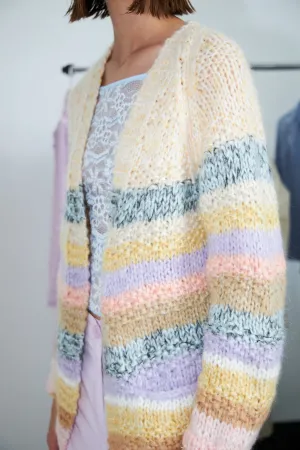 Mars Lilac Multi-Stripe Knitted Cardigan