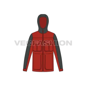 Mens Hiking Jacket Flat Template