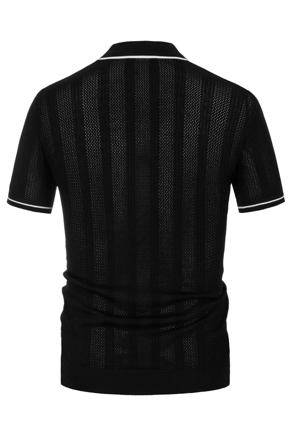 Men's Polo Shirt Vintage Short Sleeve Knit Cardigans  Shirts Casual Lightweight Hollow Out Shirt