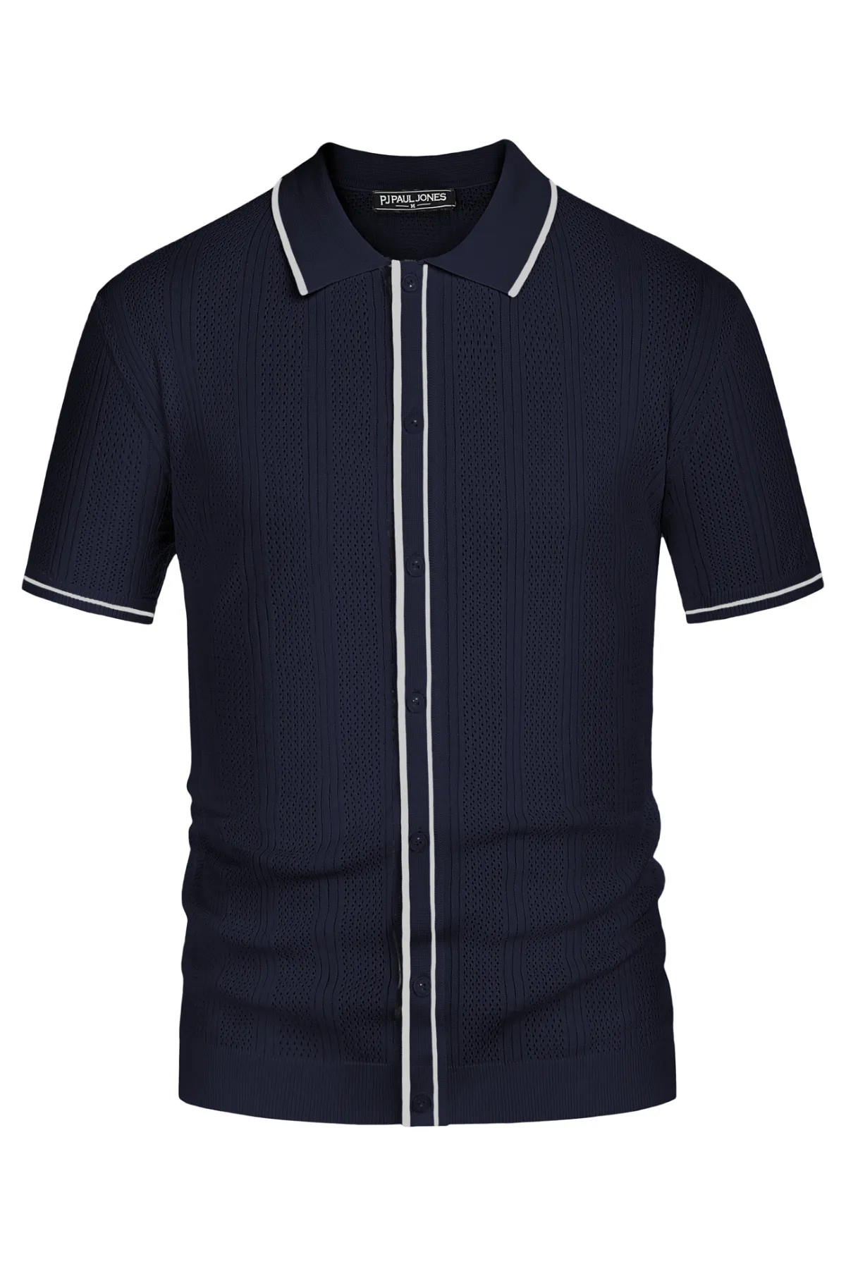 Men's Polo Shirt Vintage Short Sleeve Knit Cardigans  Shirts Casual Lightweight Hollow Out Shirt