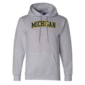 Michigan Wolverines Applique Powerblend Hoodie - Light Steel