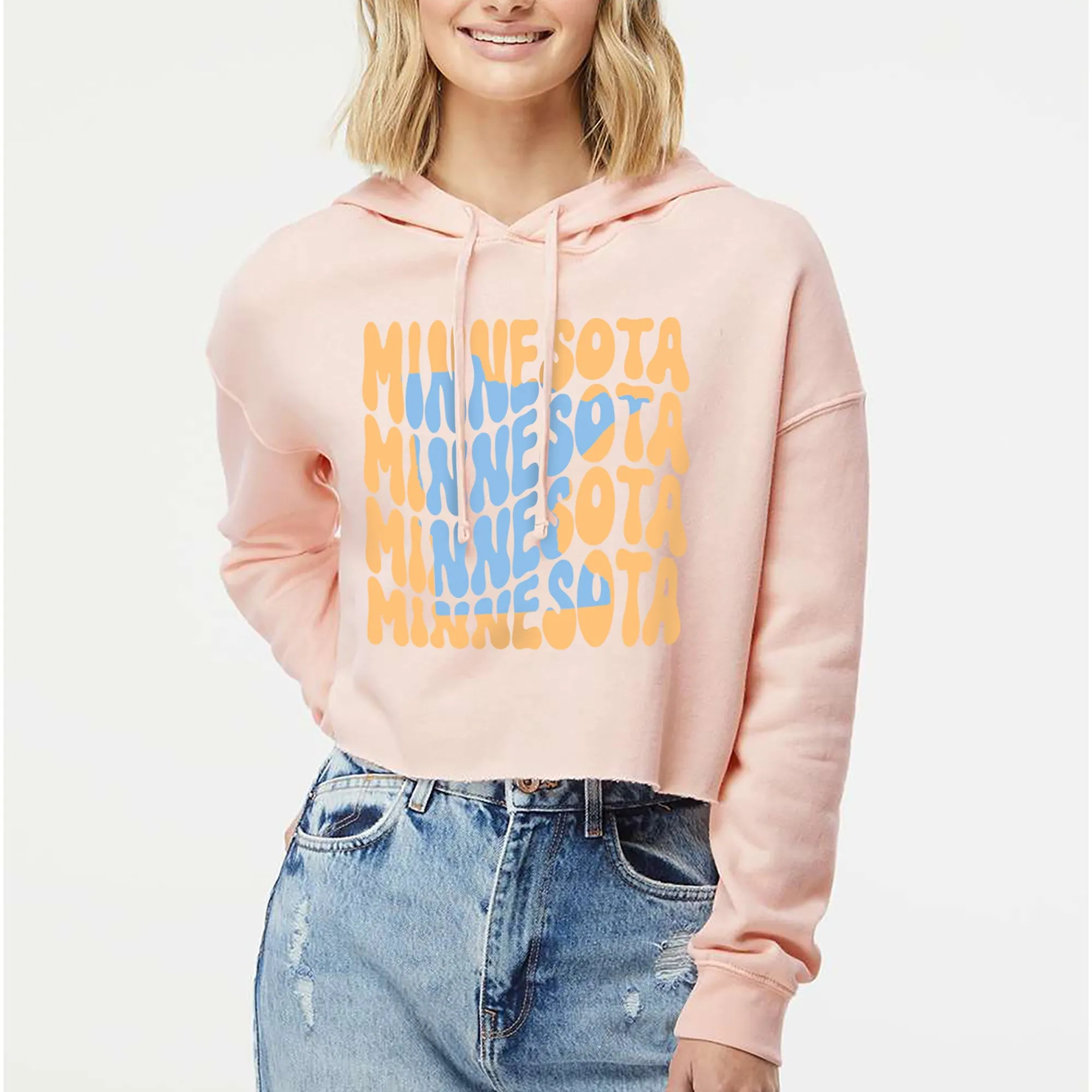 Minnesota Wave Womens Crop Hoodie - Blush