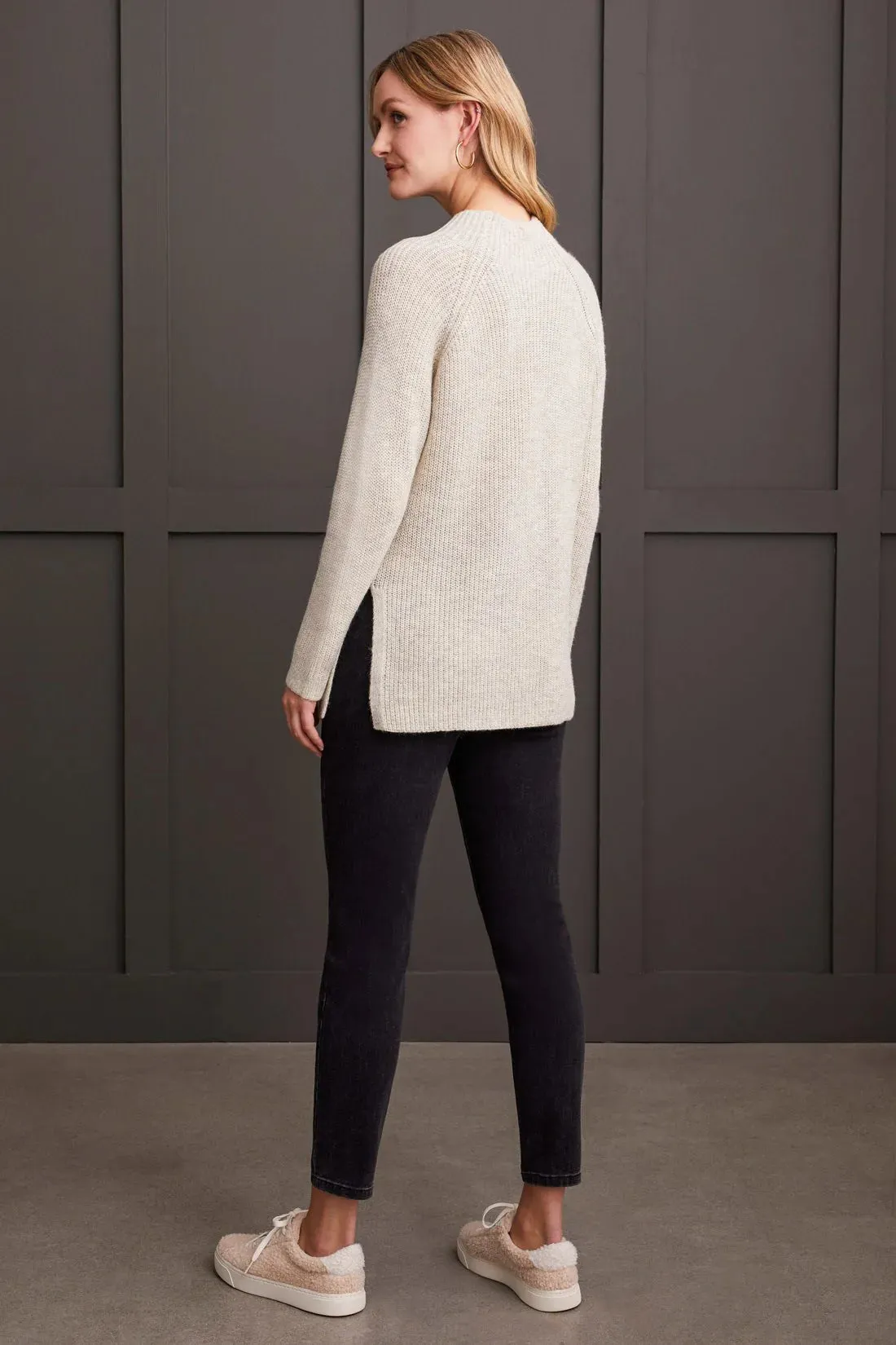 Mock Neck Heathered Knit Sweater