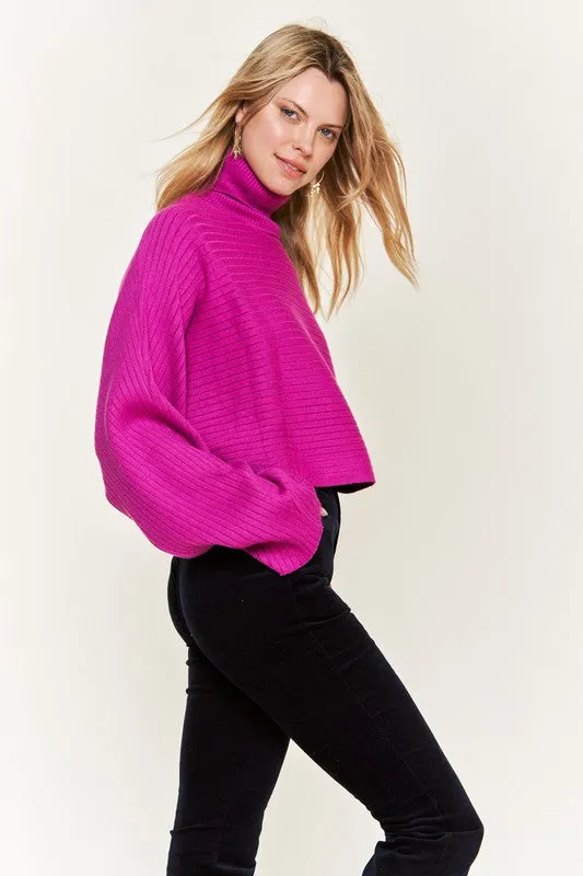 Mock neck wide sleeves top