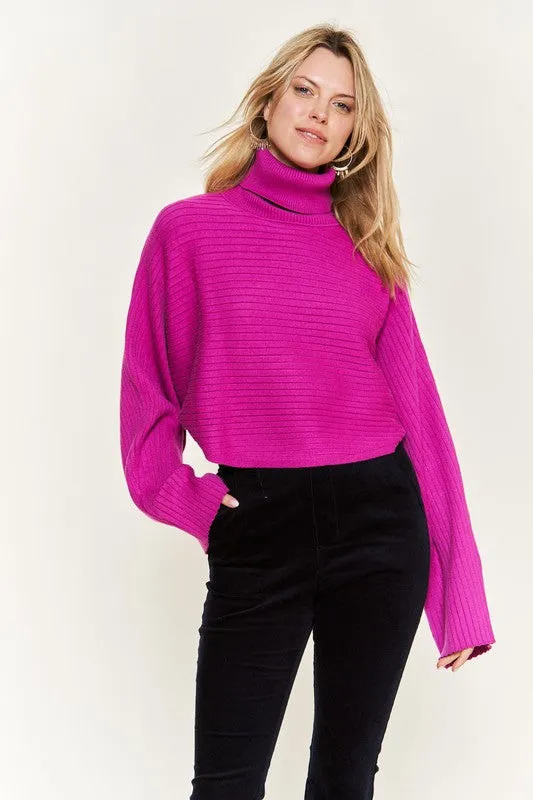 Mock neck wide sleeves top