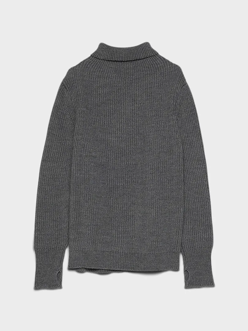 Navy Turtleneck in Grey