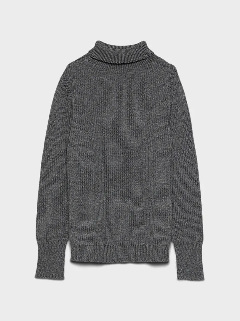 Navy Turtleneck in Grey