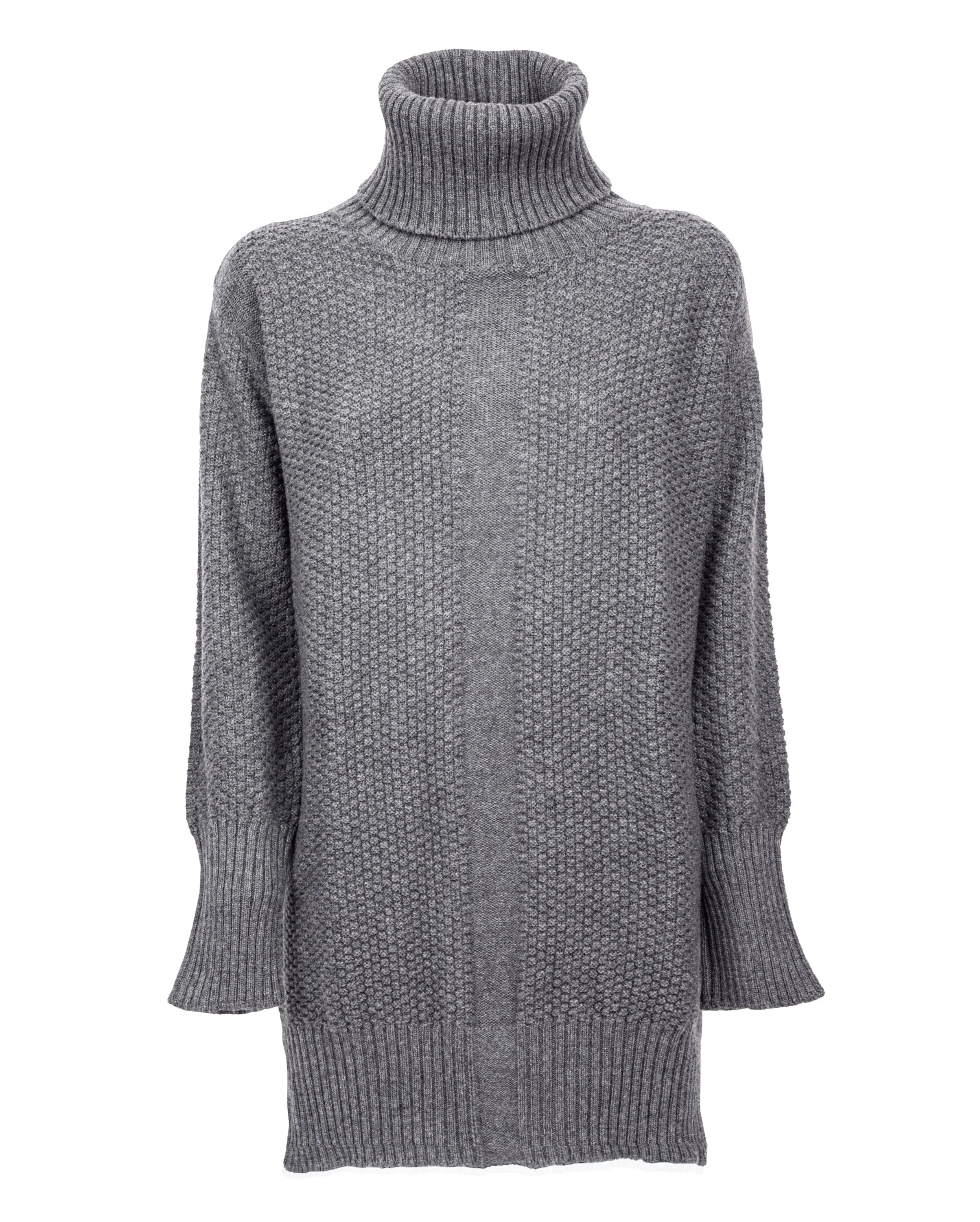 NEW FALL 24 - Women's Wool & Cashmere Maxi Turtleneck Dark Gray