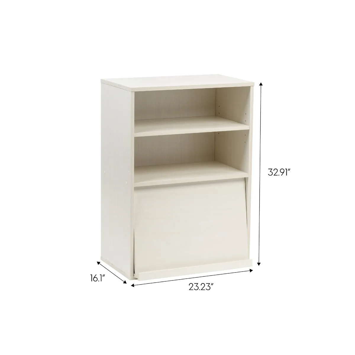 Open Wood Shelf with Pocket Door, Off White