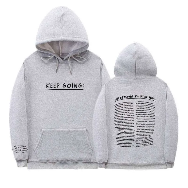 Printing Sweatshirt - Letter Printing Long-sleeved Drawstring Hooded Sweatshirt With PocketsWomens