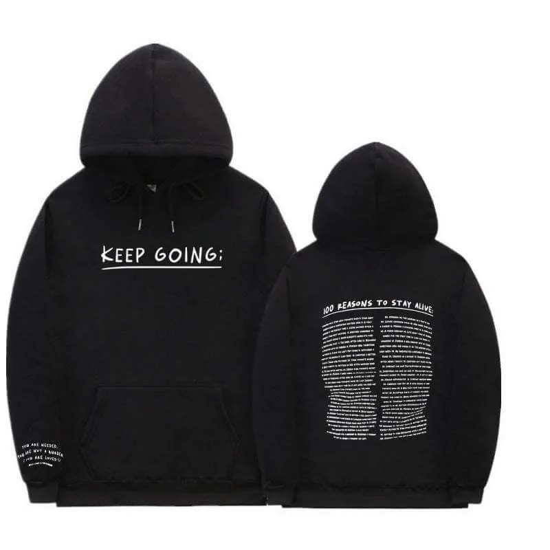 Printing Sweatshirt - Letter Printing Long-sleeved Drawstring Hooded Sweatshirt With PocketsWomens