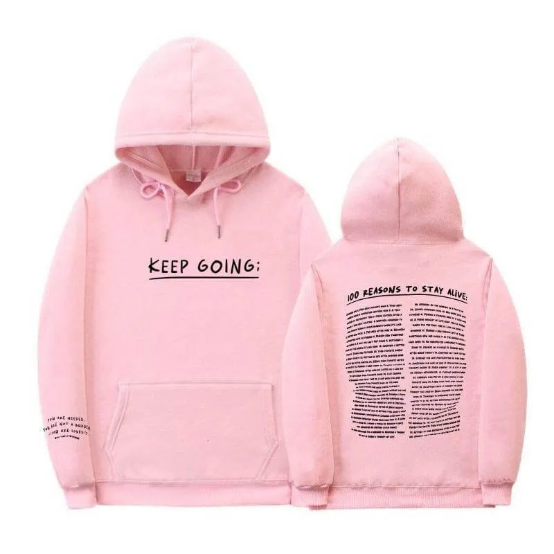 Printing Sweatshirt - Letter Printing Long-sleeved Drawstring Hooded Sweatshirt With PocketsWomens