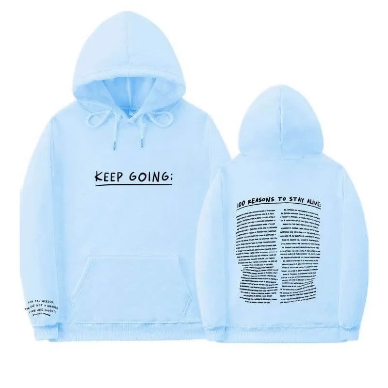 Printing Sweatshirt - Letter Printing Long-sleeved Drawstring Hooded Sweatshirt With PocketsWomens