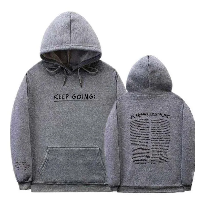 Printing Sweatshirt - Letter Printing Long-sleeved Drawstring Hooded Sweatshirt With PocketsWomens