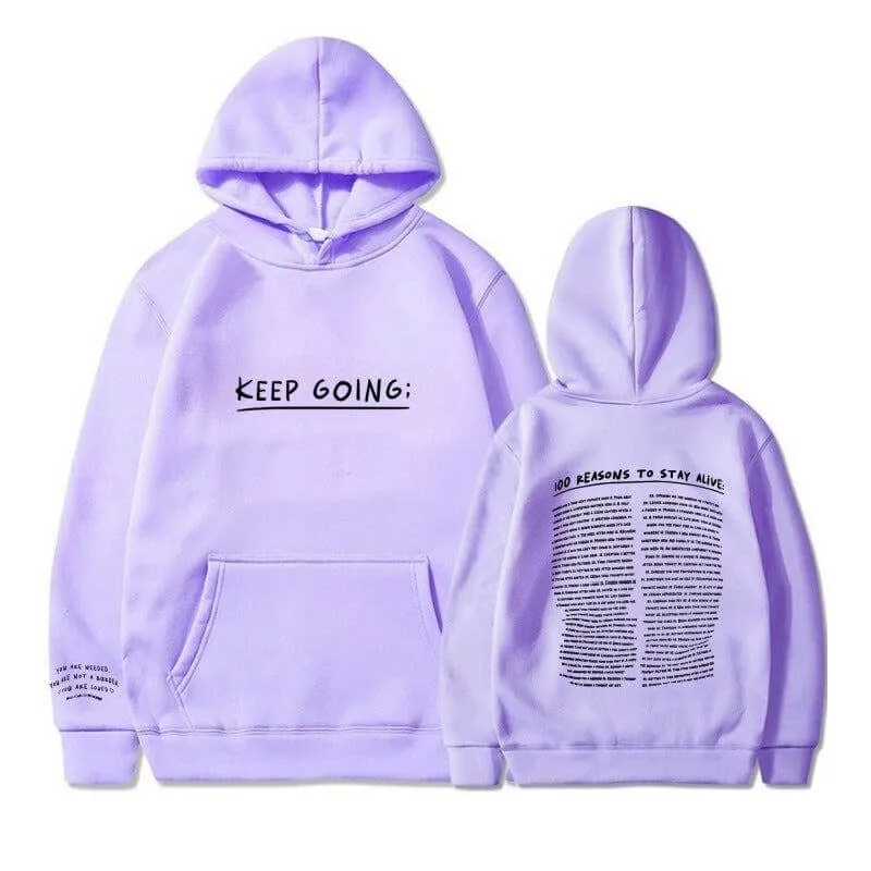 Printing Sweatshirt - Letter Printing Long-sleeved Drawstring Hooded Sweatshirt With PocketsWomens