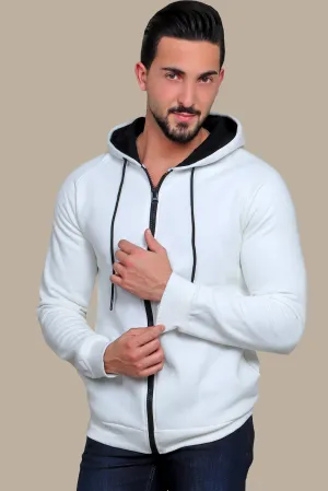 Pure Comfort: White Hooded Fleece Sweatshirt