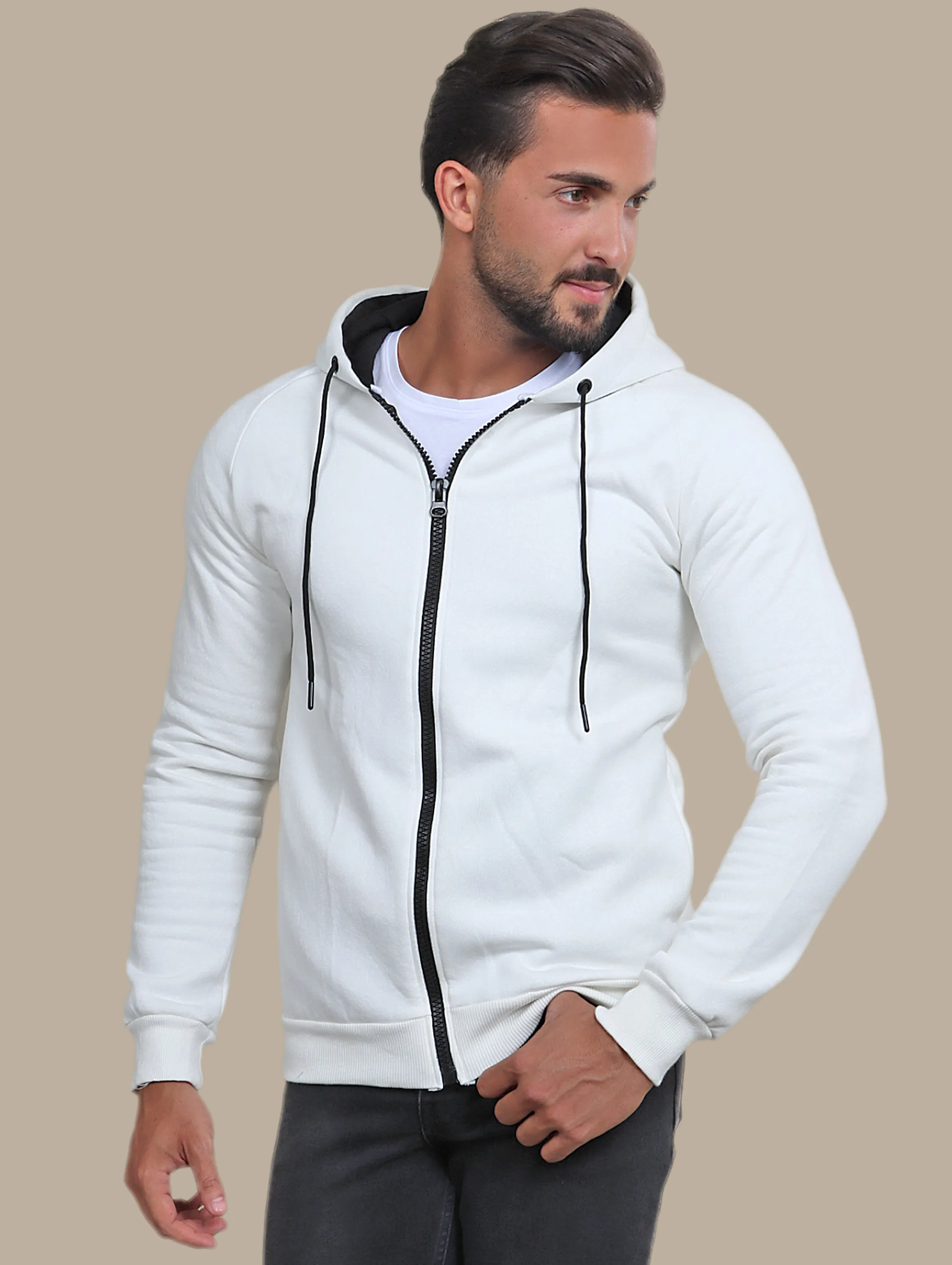 Pure Comfort: White Hooded Fleece Sweatshirt