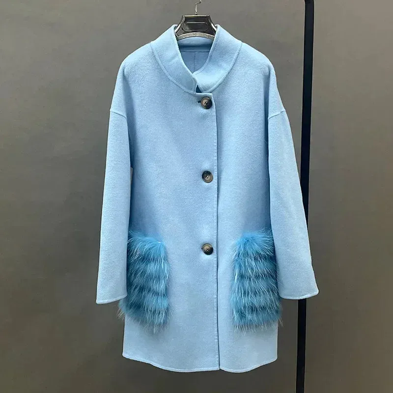 Real Wool Women's Cashmere Long Coat