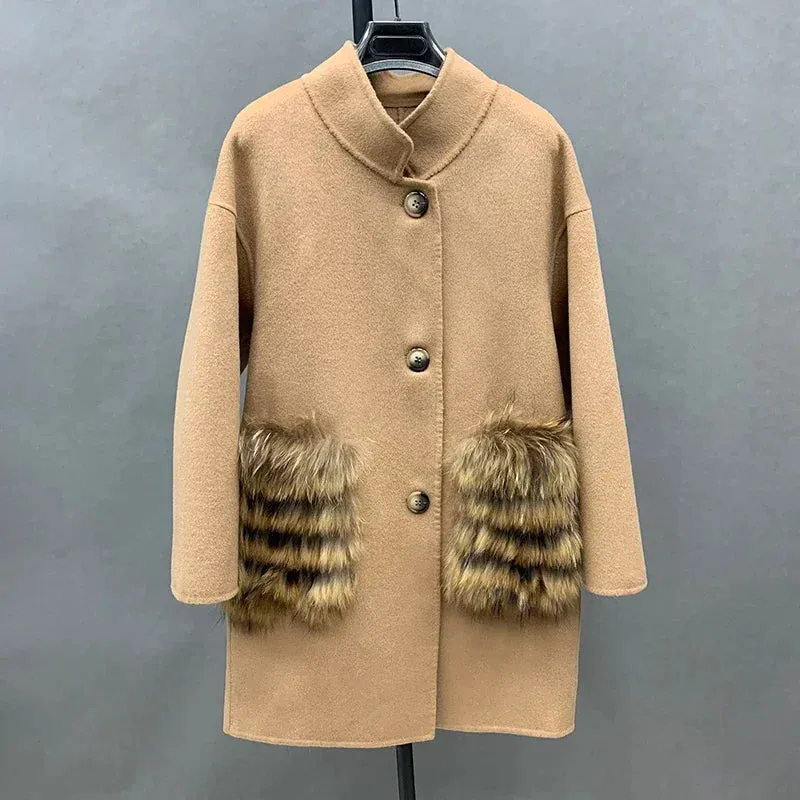 Real Wool Women's Cashmere Long Coat