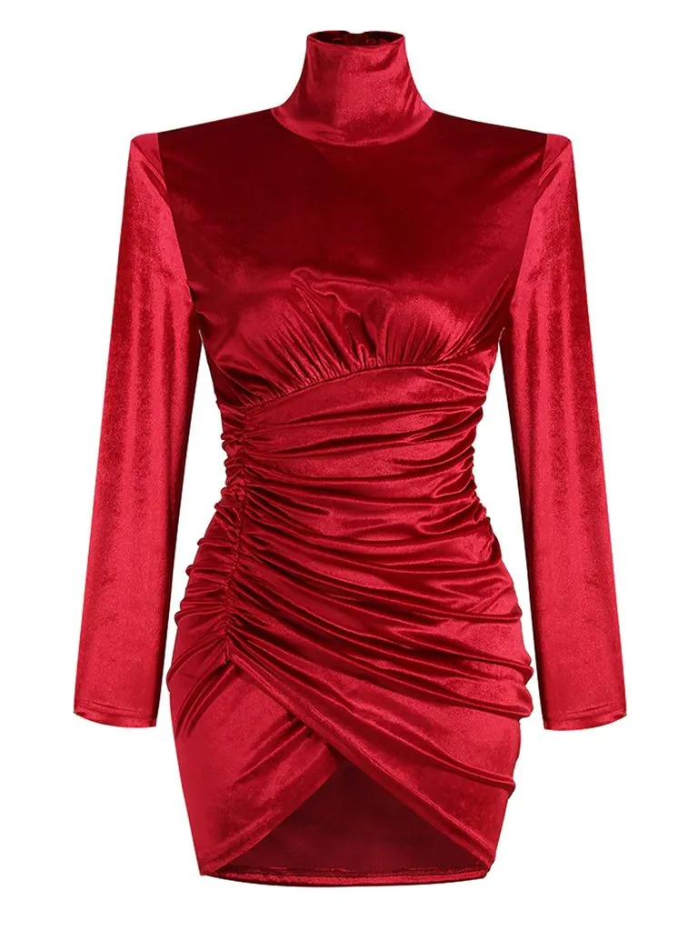 Red Velvet Wrap Dress