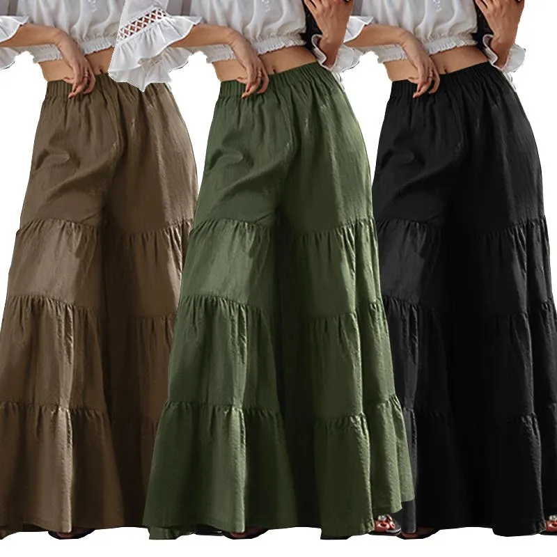 Ruffle Wide Leg Palazzo Trousers