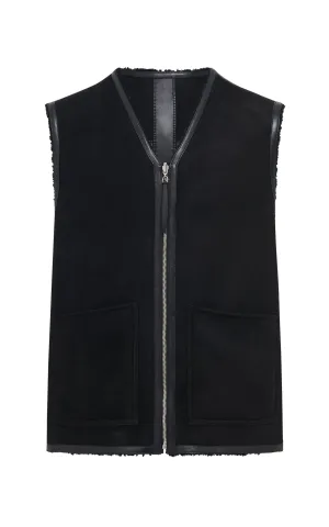 Snowdon Reversible Vest in Black Shearling