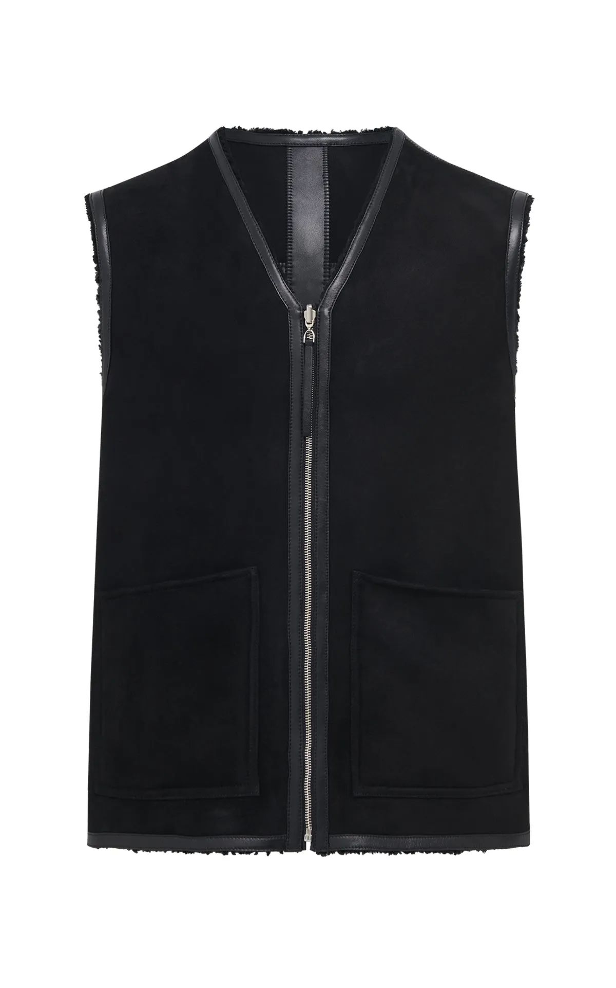 Snowdon Reversible Vest in Black Shearling