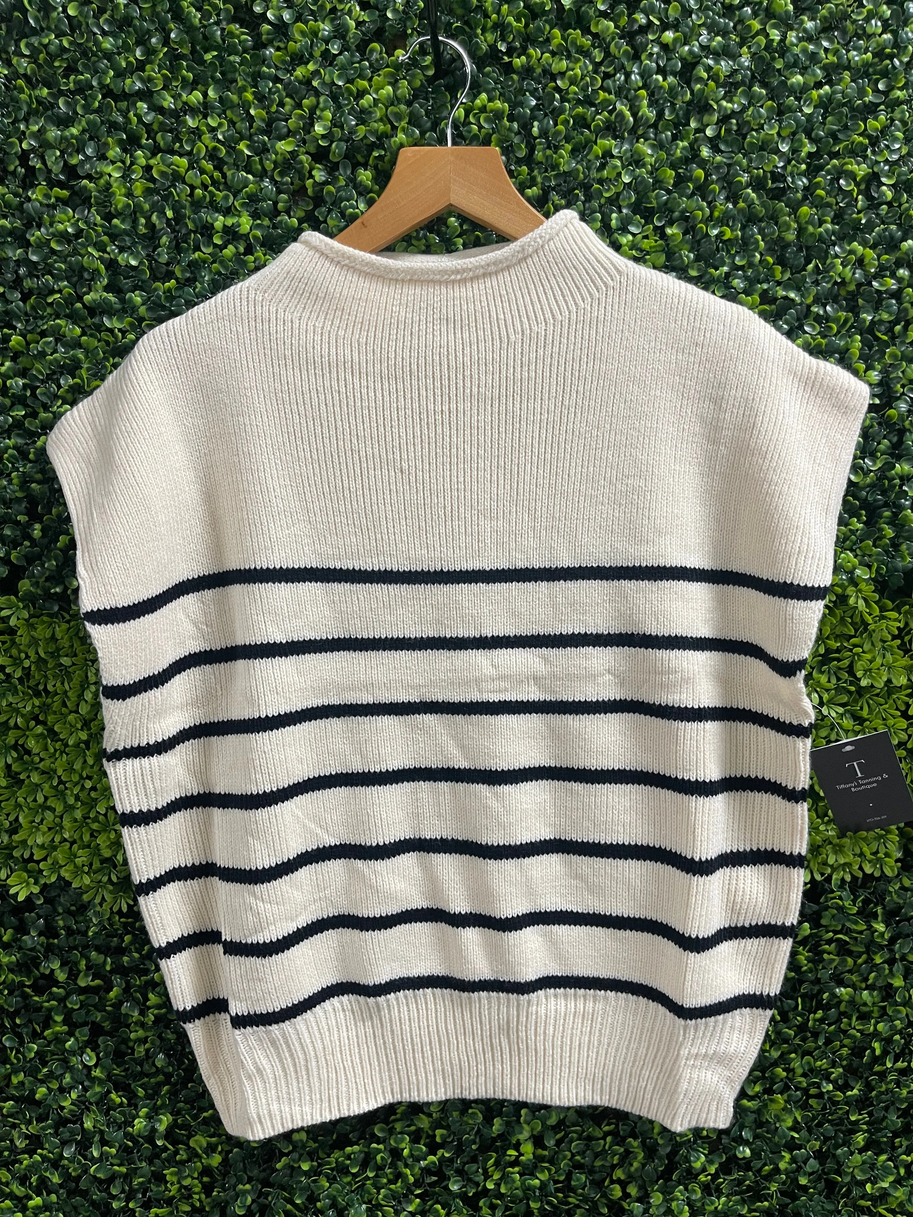 Stripe Along Sweater Vest