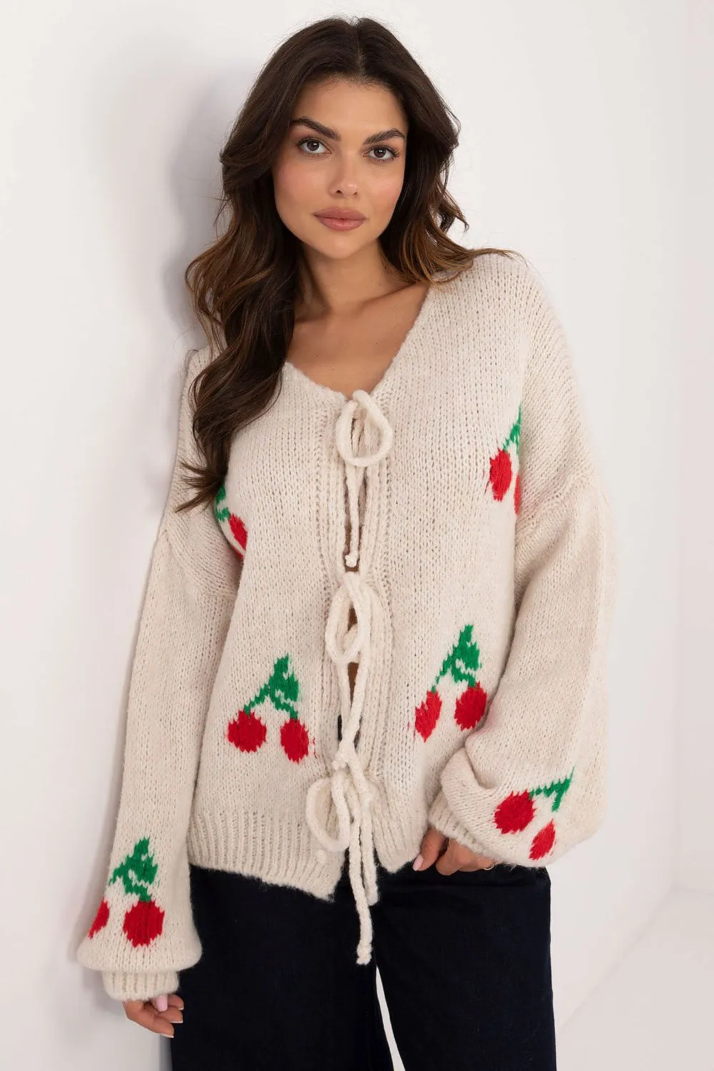 TEEK - Big Cherries 3 Tie Cardigan