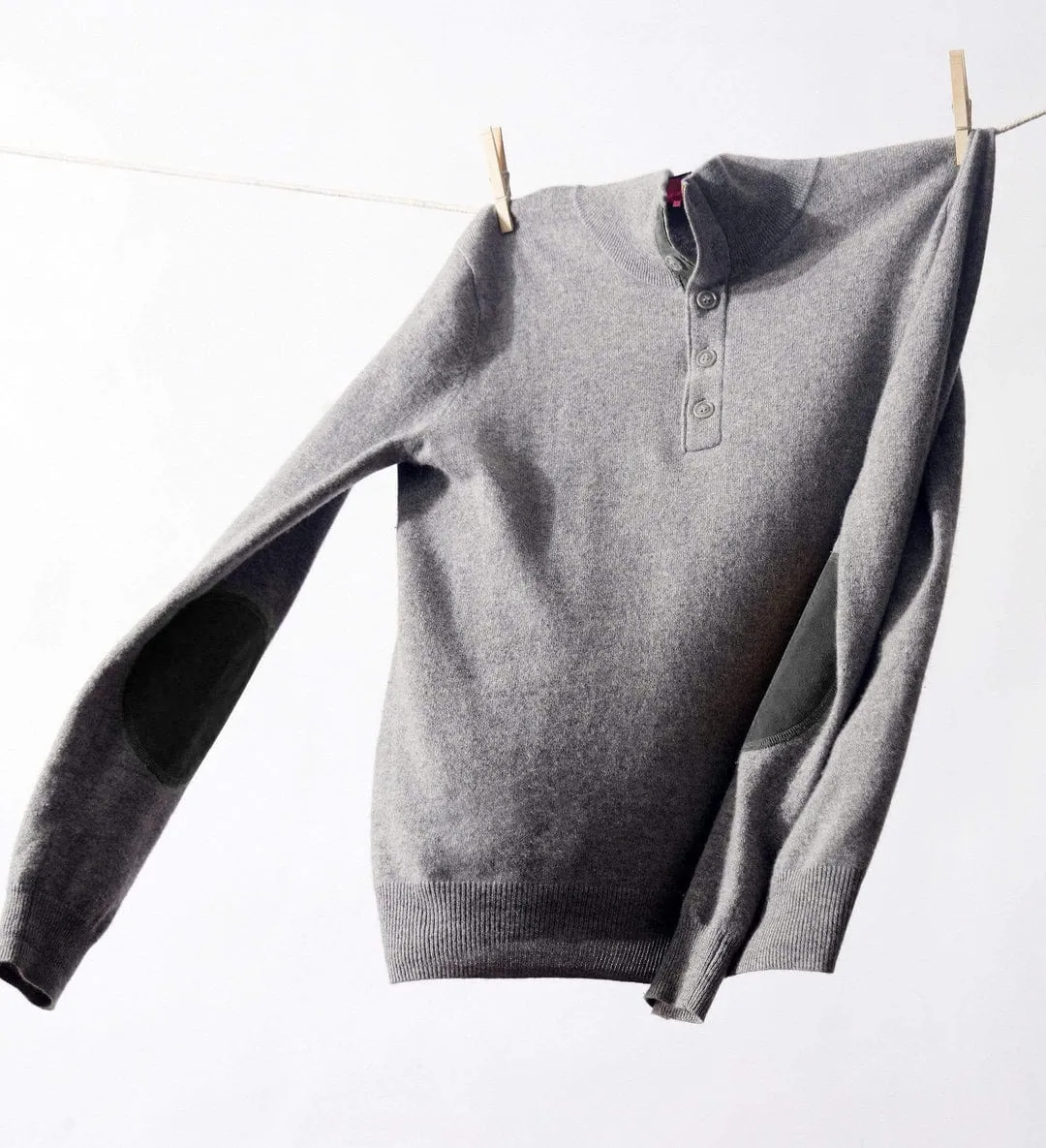 The Mock-Neck Quarter Button Cashmere Polo Sweater