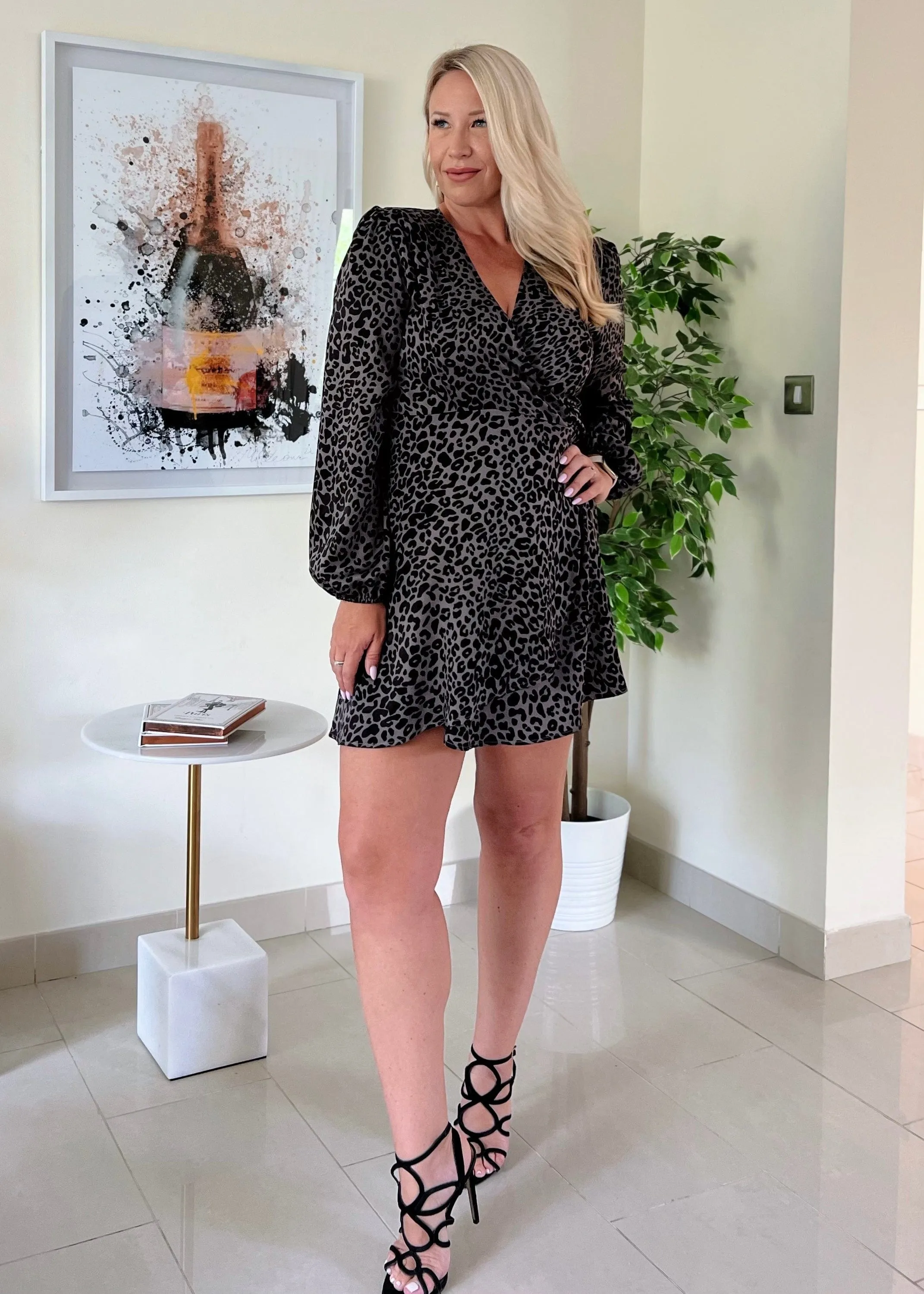 The Perfect Little Wrap Dress - Petrol Leopard