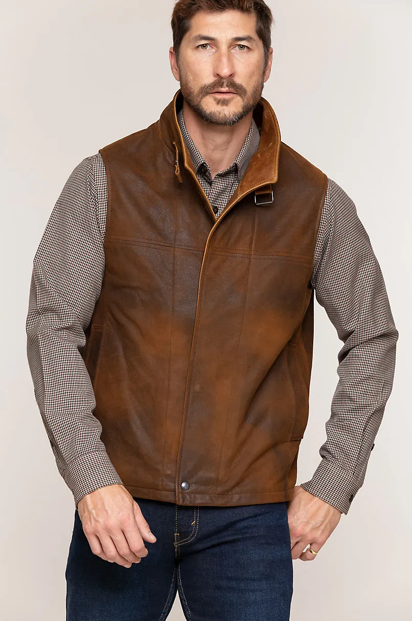 Trekker Lambskin Leather Vest with Shearling Collar