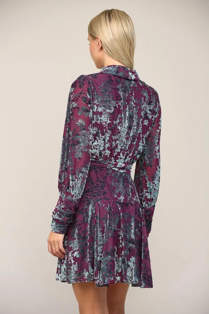 Velvet Floral Burnout Dress by Fate FD30029