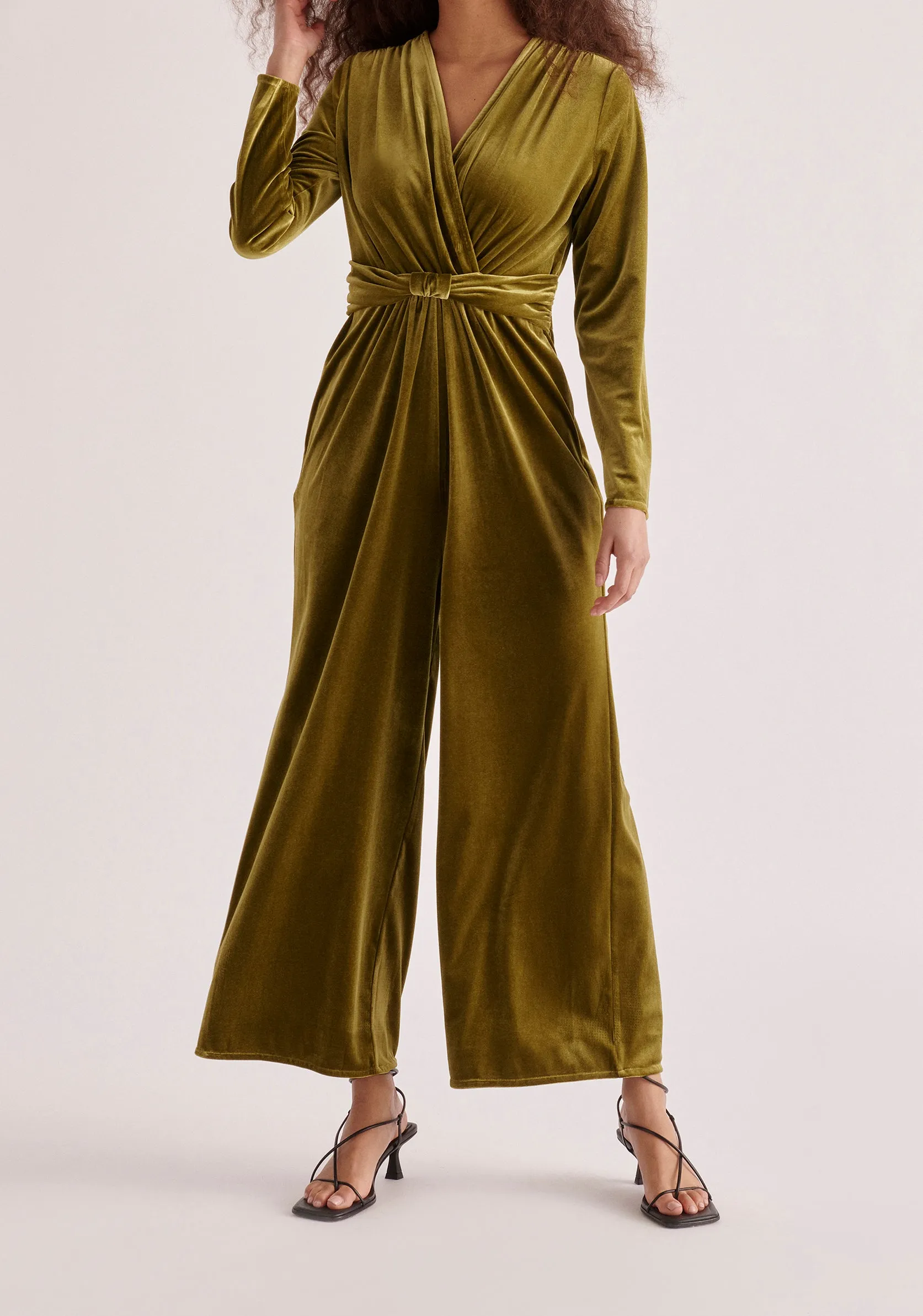 Velvet Knot-Waist Jumpsuit