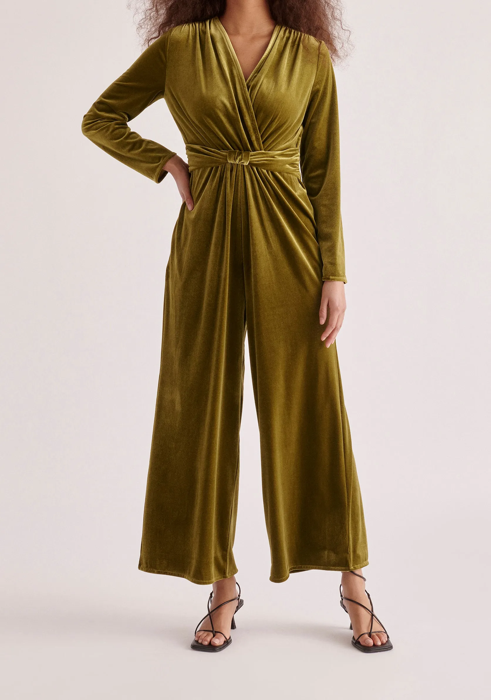 Velvet Knot-Waist Jumpsuit