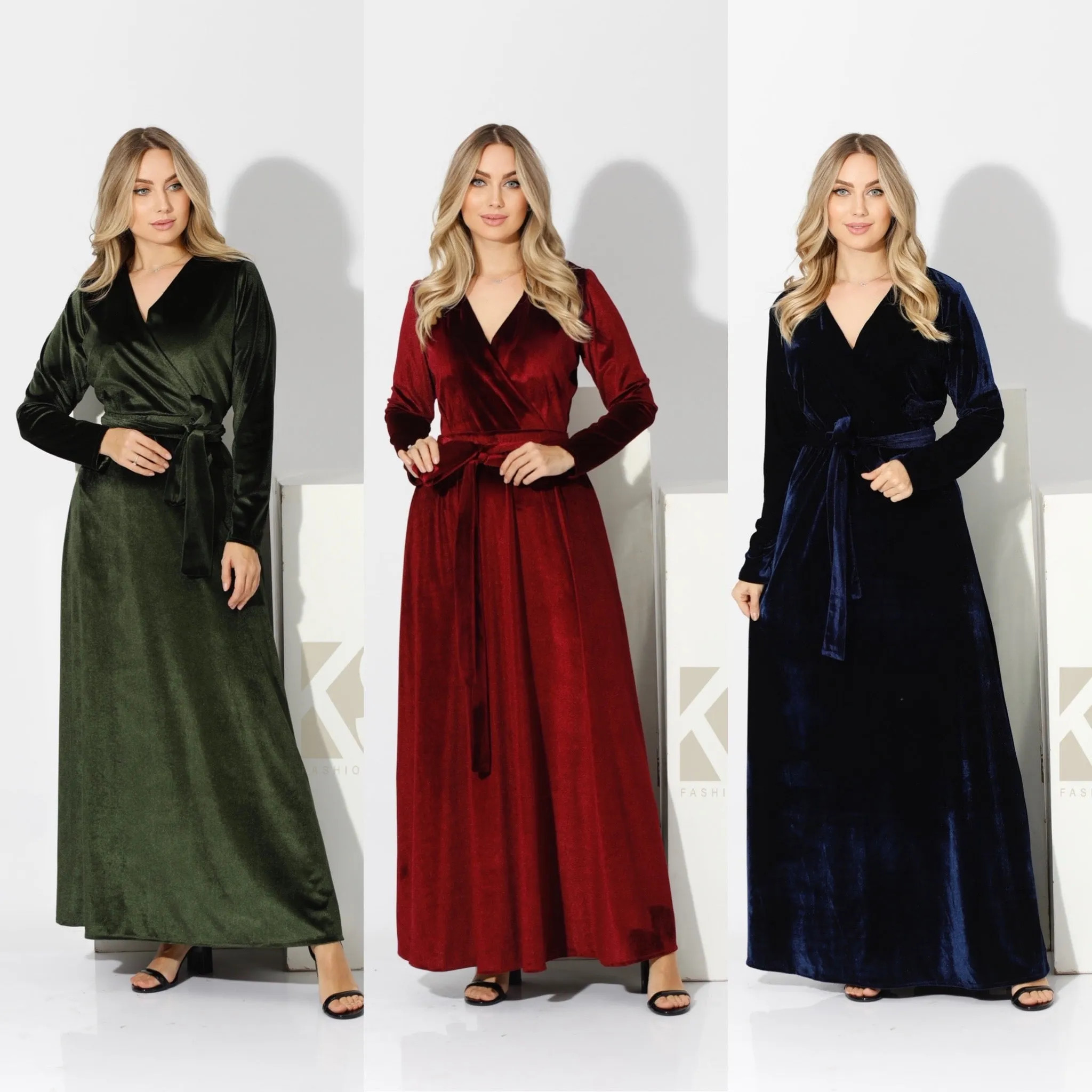 Velvet Wrap Maxi Dress