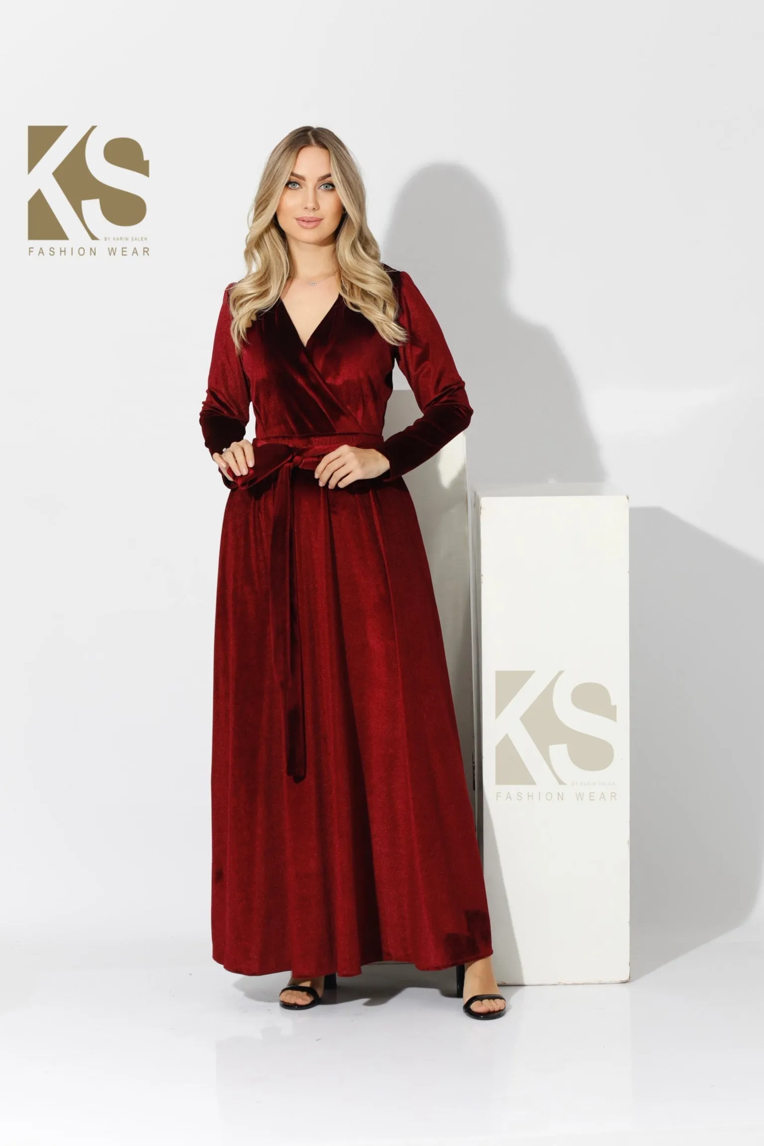 Velvet Wrap Maxi Dress