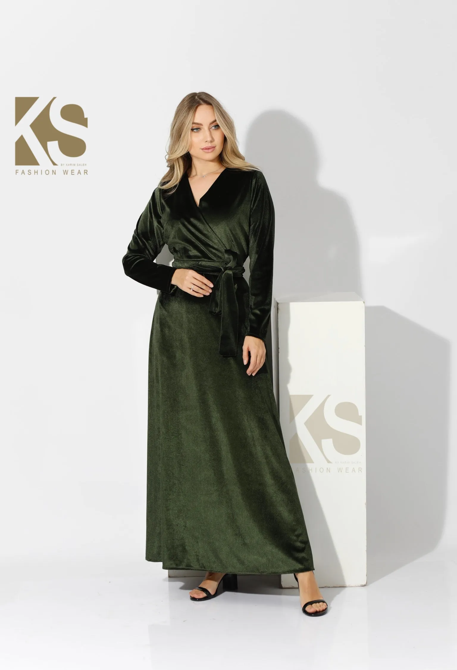 Velvet Wrap Maxi Dress