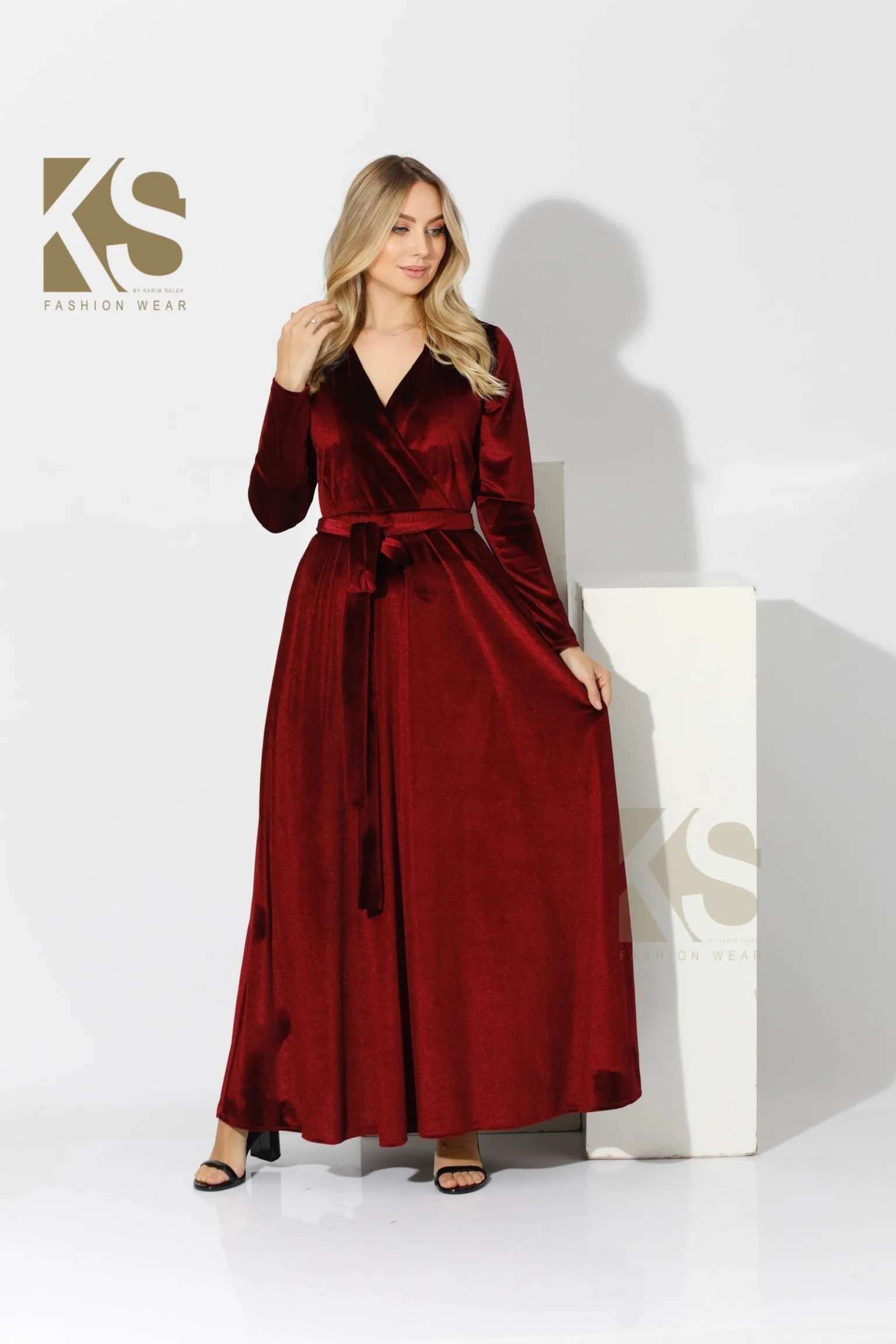 Velvet Wrap Maxi Dress