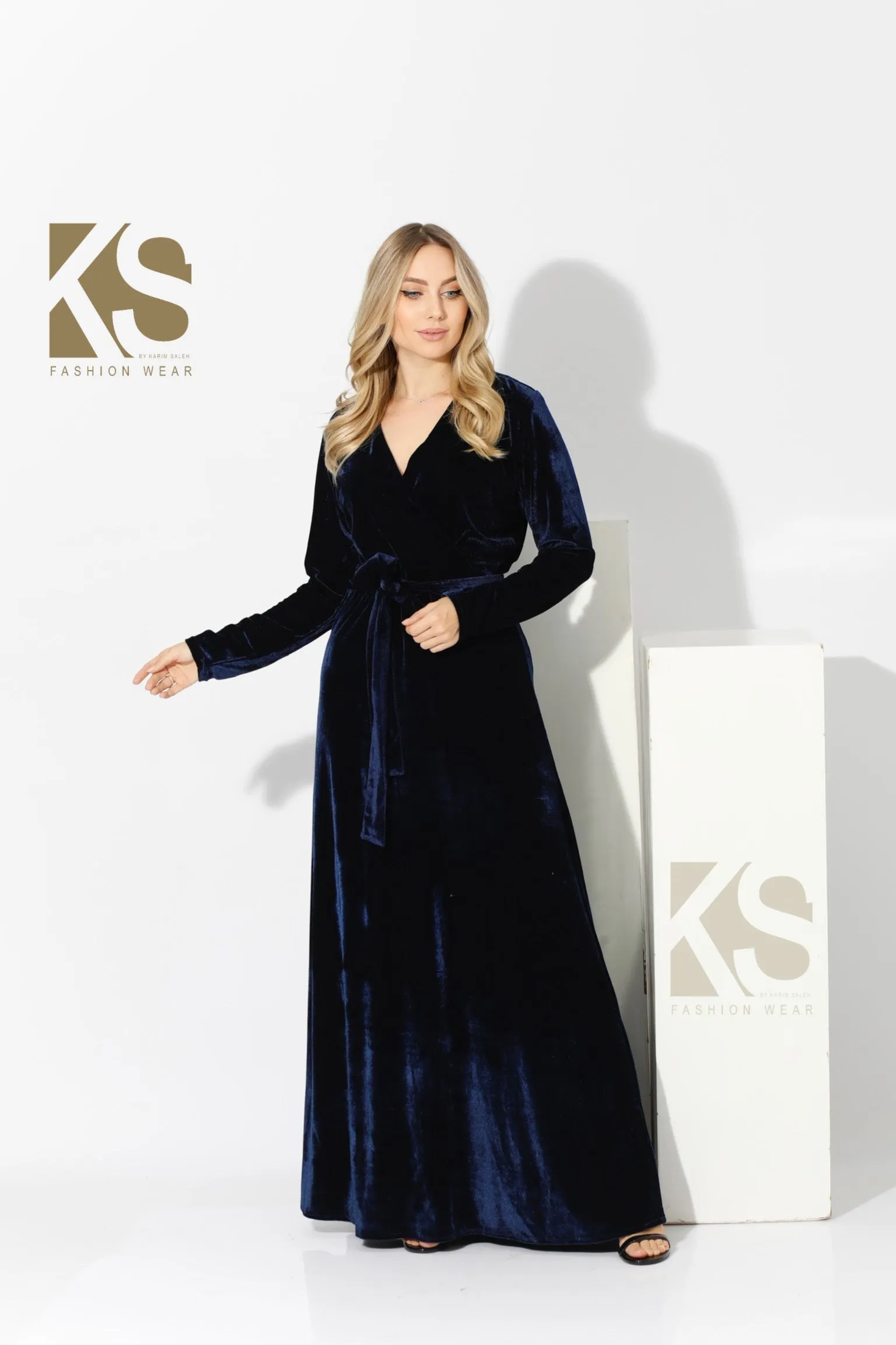 Velvet Wrap Maxi Dress