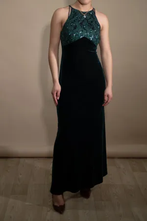 Vintage Green Maxi Gown