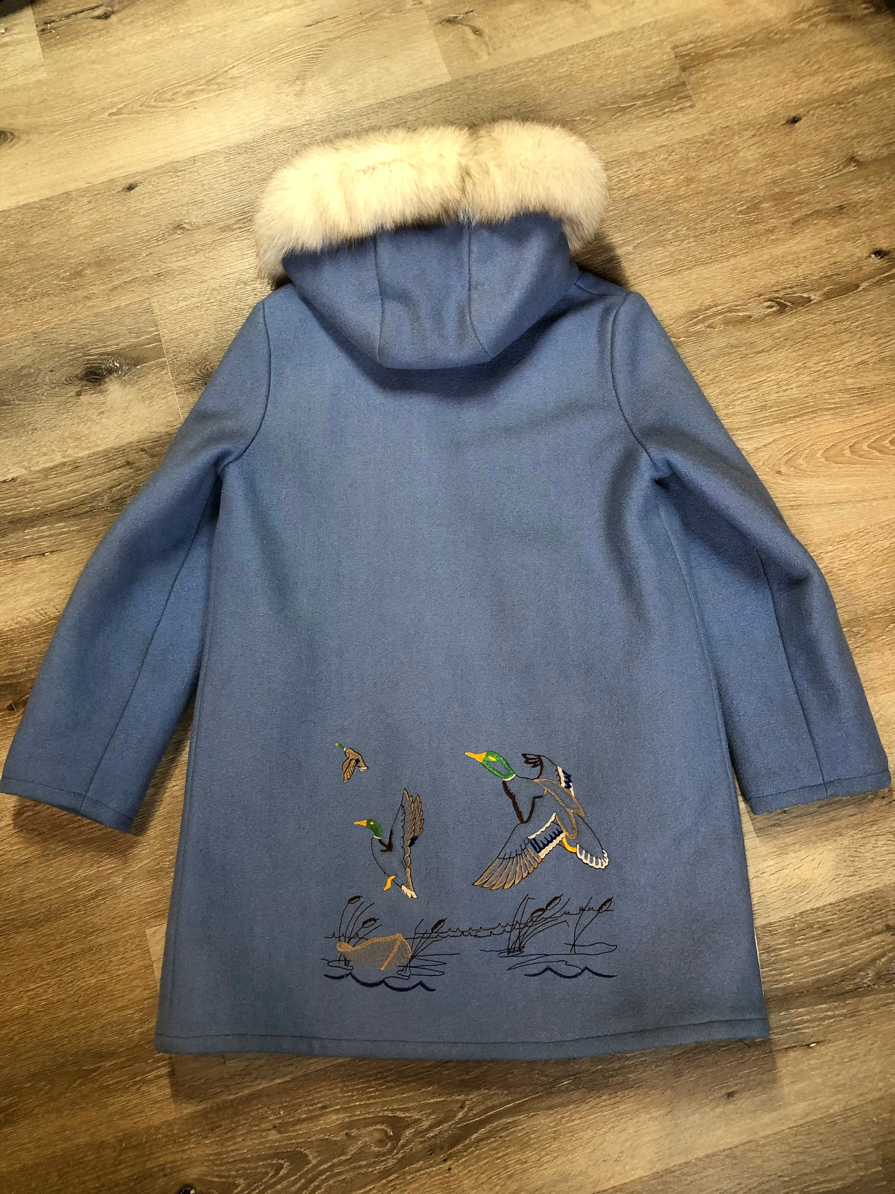 Vintage Northern Sun Light Blue Northern Parka with duck Motif, Made in Canada, SOLD