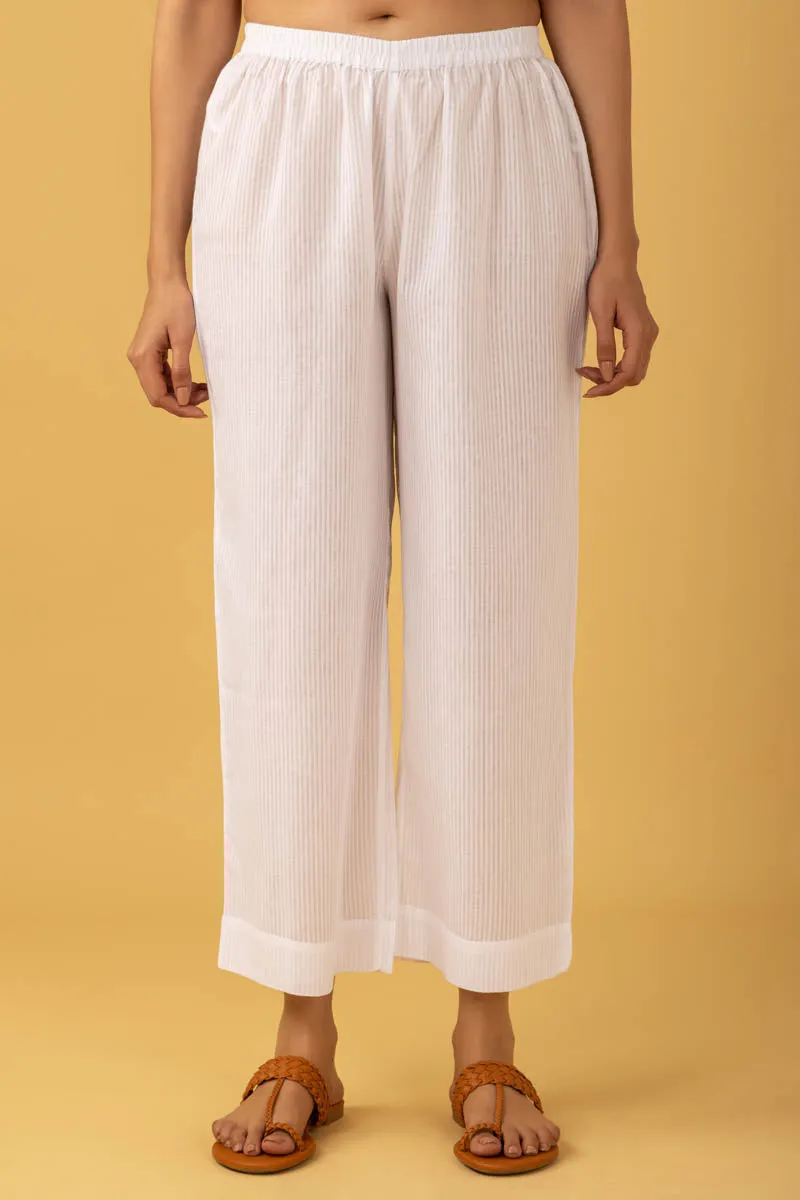 White Wide Leg Trousers