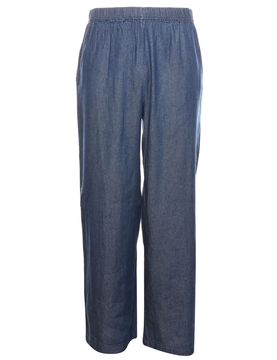 Wide-Leg Denim Dark Wash Trousers - W30 L32