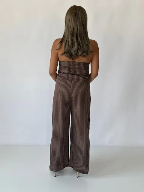 Wide-Leg Pinstripe Trousers